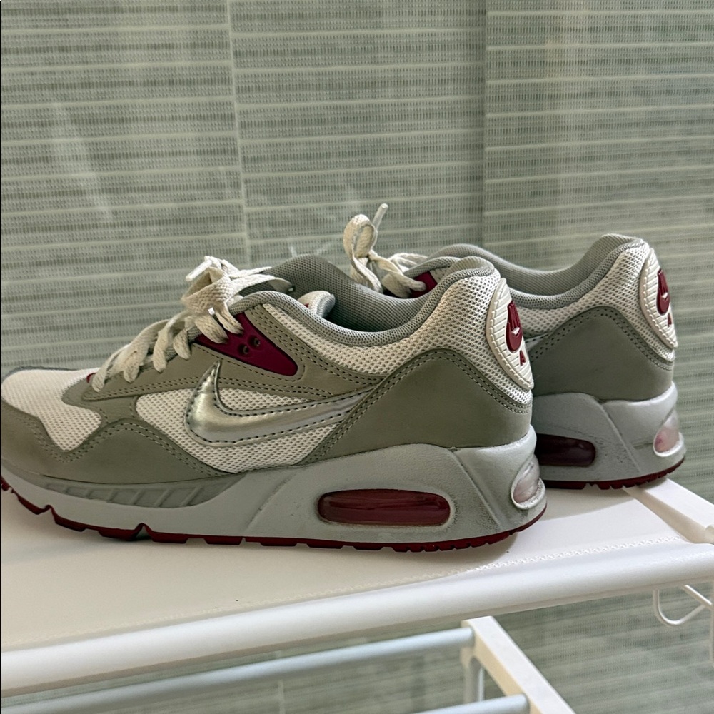 Nike Air Max in White and Olive with Red Accents